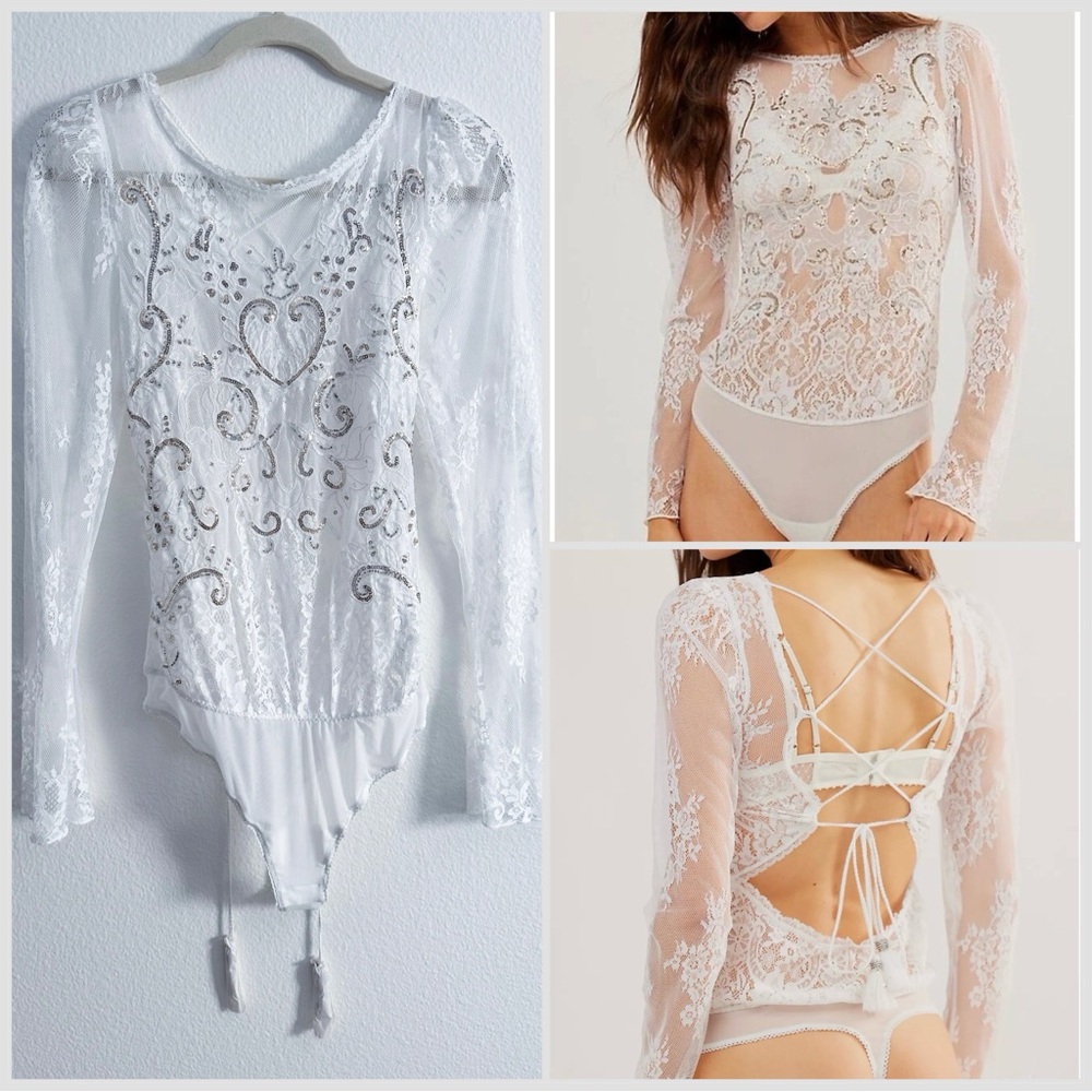 NWOT Free People Intimately Ready To Party Top in Ivory Size Small